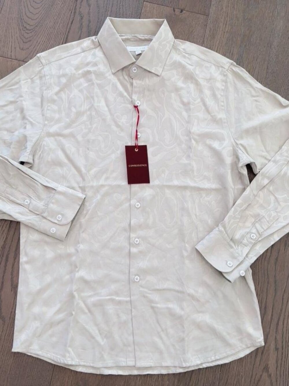 NWT Consequence Men's Button Down Shirt Medium Jacquard Rayon Blend